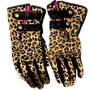 Icon 1000 Catwalk Women's Leopard Leather Motorcycle Gloves Stylish Protective M